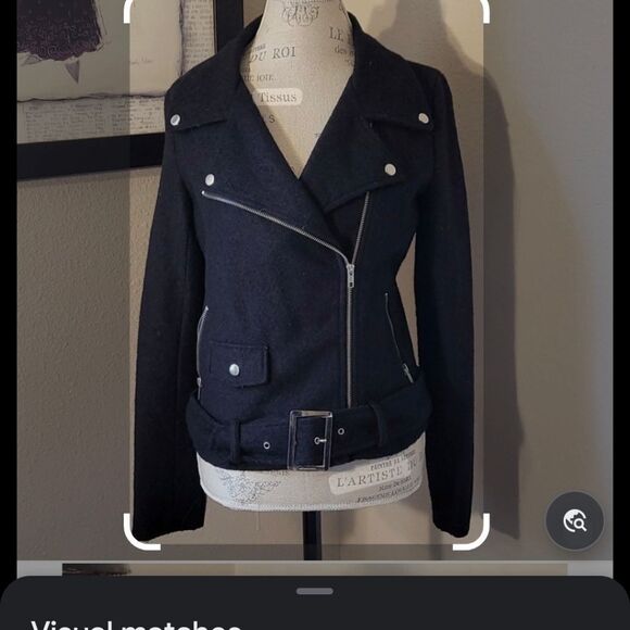 Black Mixed Wool Moto Jacket - Picture 15 of 15